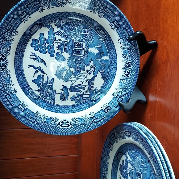 Unique Vintage Other - 4 of 10.5" dinner plates by Churchill of England blue and white 🤍💙 dinn